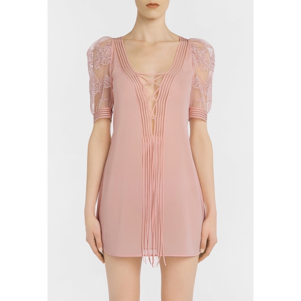 🆕TAGS🏷 La Perla Pink Silk Nightdress Puff Sleeve - Picture 3 of 8
